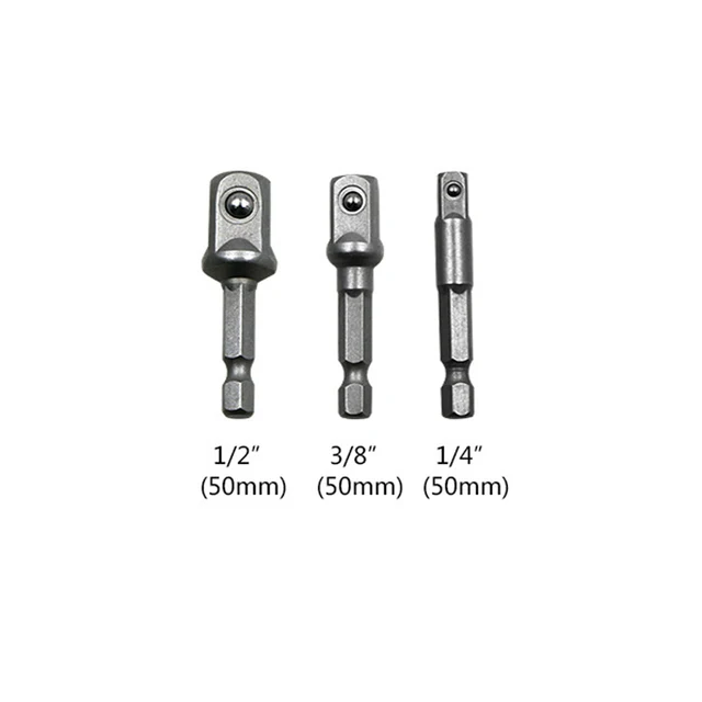 3 PCS/Set Hexagonal Shank Square Head Socket Extension Bar Connecting Rod Sleeve Hex Universal Sleeve Connecting Rod PartsMulti