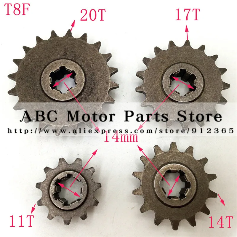 Передняя шестерня T8F 11 14 17 20 T зубчатая для 47cc 49cc Minimoto мини внедорожный велосипед