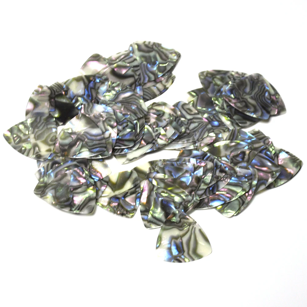 Rounded Triangle Big Size Medium 0.71mm Celluloid Guitar Picks Abalone Sea Shell 100 pcs