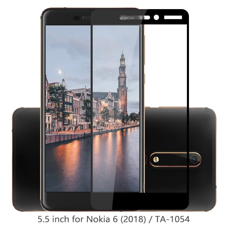 Закаленное стекло для Nokia 6 2018 TA 1054 защита экрана полное покрытие второе поколение