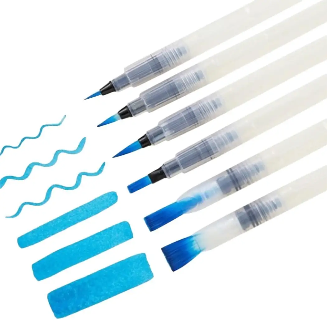 

Refillable Water Color Soft Brush Head Calligraphy Drawing Painting Plastic Nylon Ink White Pen