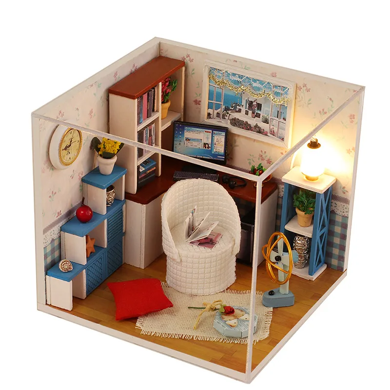 Wooden Furniture Doll House Kit Toys DIY Wooden Warm Time Miniature Dollhouse Handmade Kids Educational Toys Kids Gift (3)