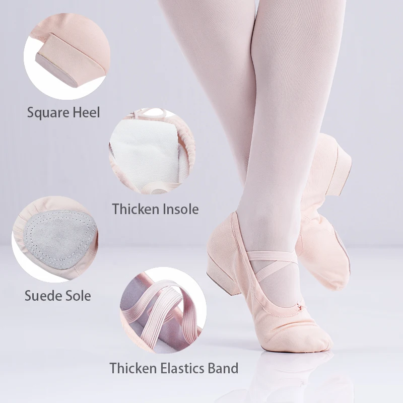 Ballet Teacher Shoes Low Heels Character Shoes Soft Sole Red Dancing