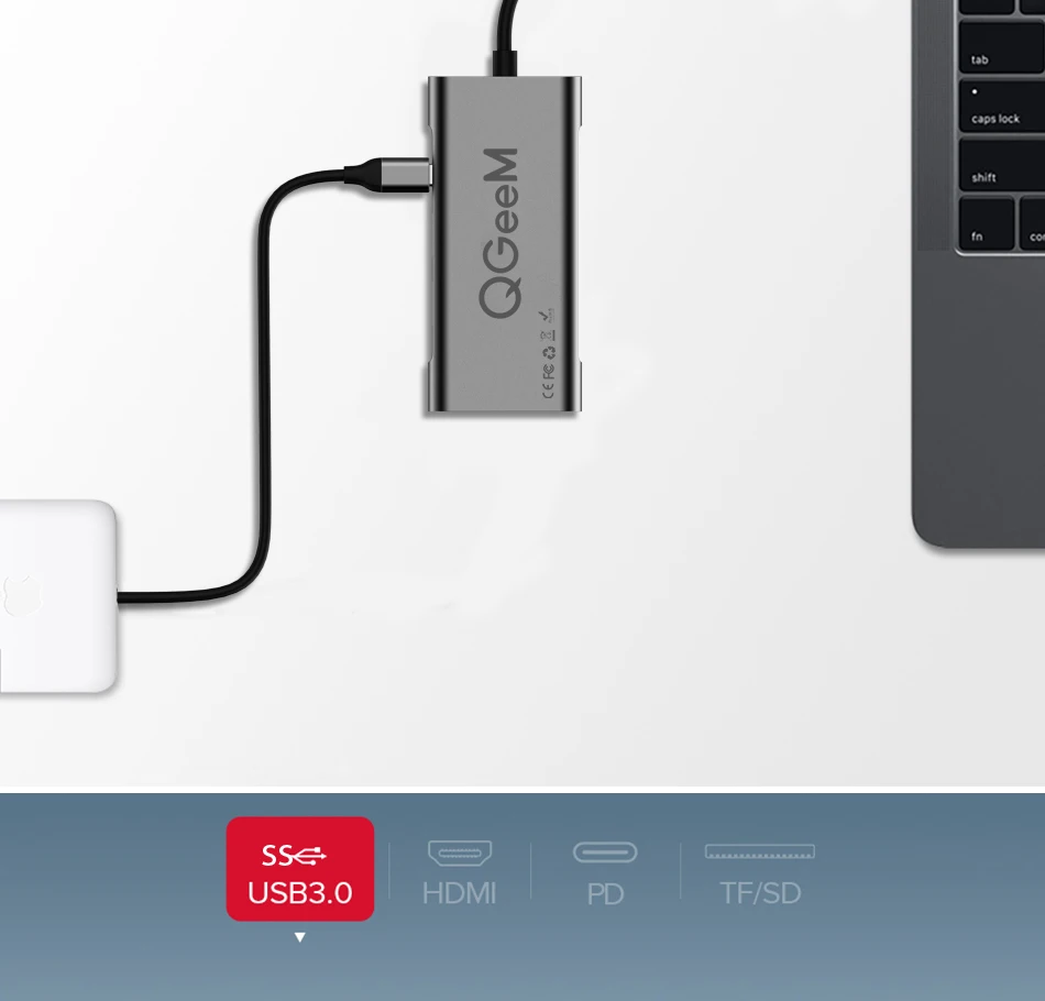 QGEEM usb-хаб USB C к HDMI RJ45 Thunderbolt 3 адаптер для MacBook samsung Galaxy S9/Note 9 huawei P20 Pro type C USB 3,0 концентратор