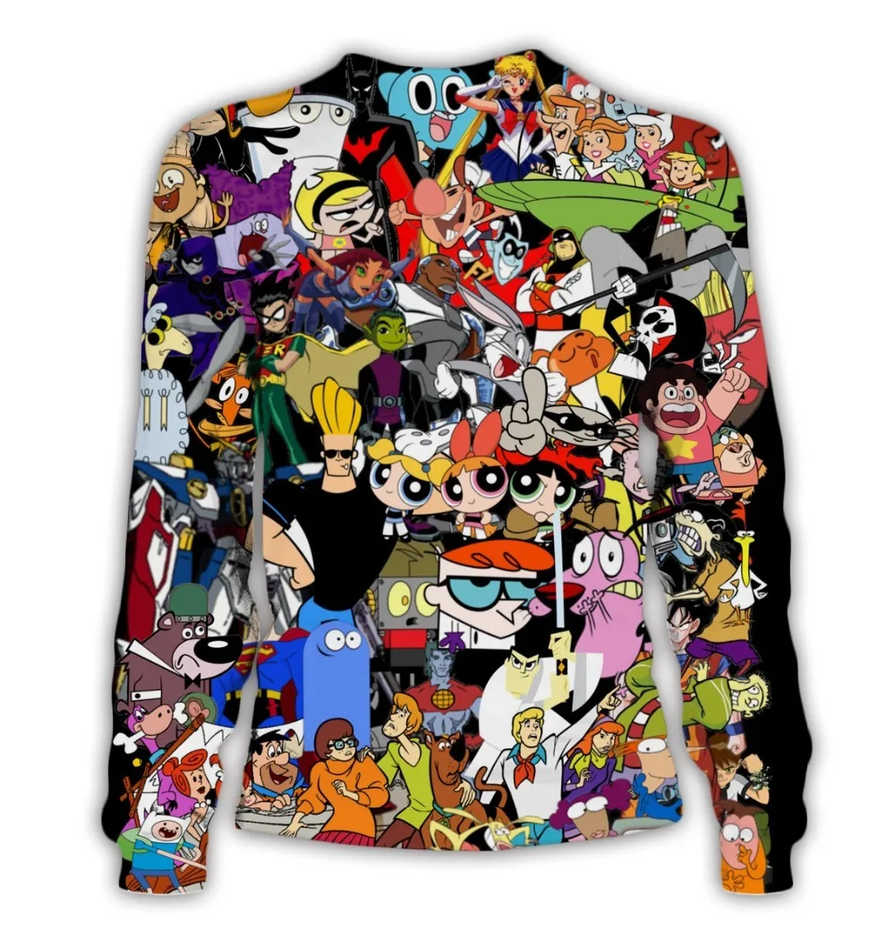 PLstar Cosmos Fashion men hoodies 90s Cartoon Gang Character collage 3D Printed Hoodie Unisex streetwear Hooded Sweatshirt