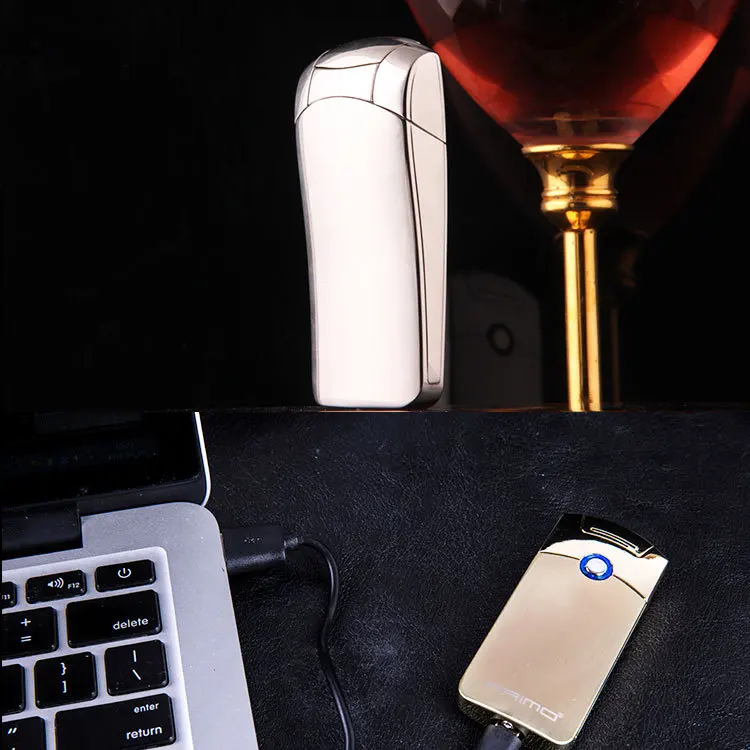 Плазменная Зажигалка Arc Metal USB перезаряжаемая беспламенная перезаряжаемая сенсорная ветрозащитная Электронная зажигалка с датчиком отпечатков пальцев