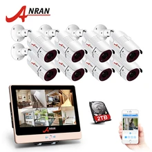 ANRAN контакт системы видеонаблюдения играть 8CH 1080 P 12 дюймов ЖК-дисплей сетевой видеорегистратор POE домашней безопасности Системы 36 ИК ночного Водонепроницаемый IP Камера на открытом воздухе HDD под заказ