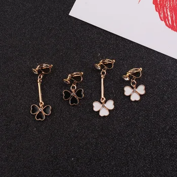 

JIOFREE Korean Fashion Geometric Long Asymmetry Clip on Earrings Rhinestone Circle Ear clip New Earrings Bijoux Brincos