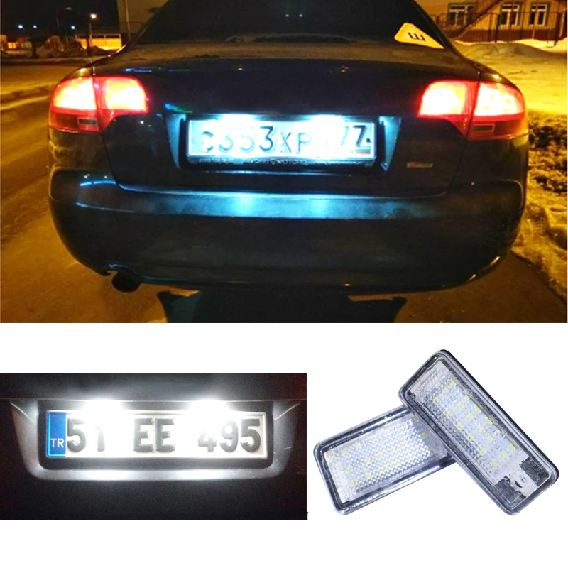 2 шт Led номерной знак свет Canbus лампа для автомобиля Audi A4 A6 2006 C6 A3 S3 S4 B6 B7 S6 A8 S8 RS4 RS6 Q7 НЕТ ОШИБКА белый 12 V