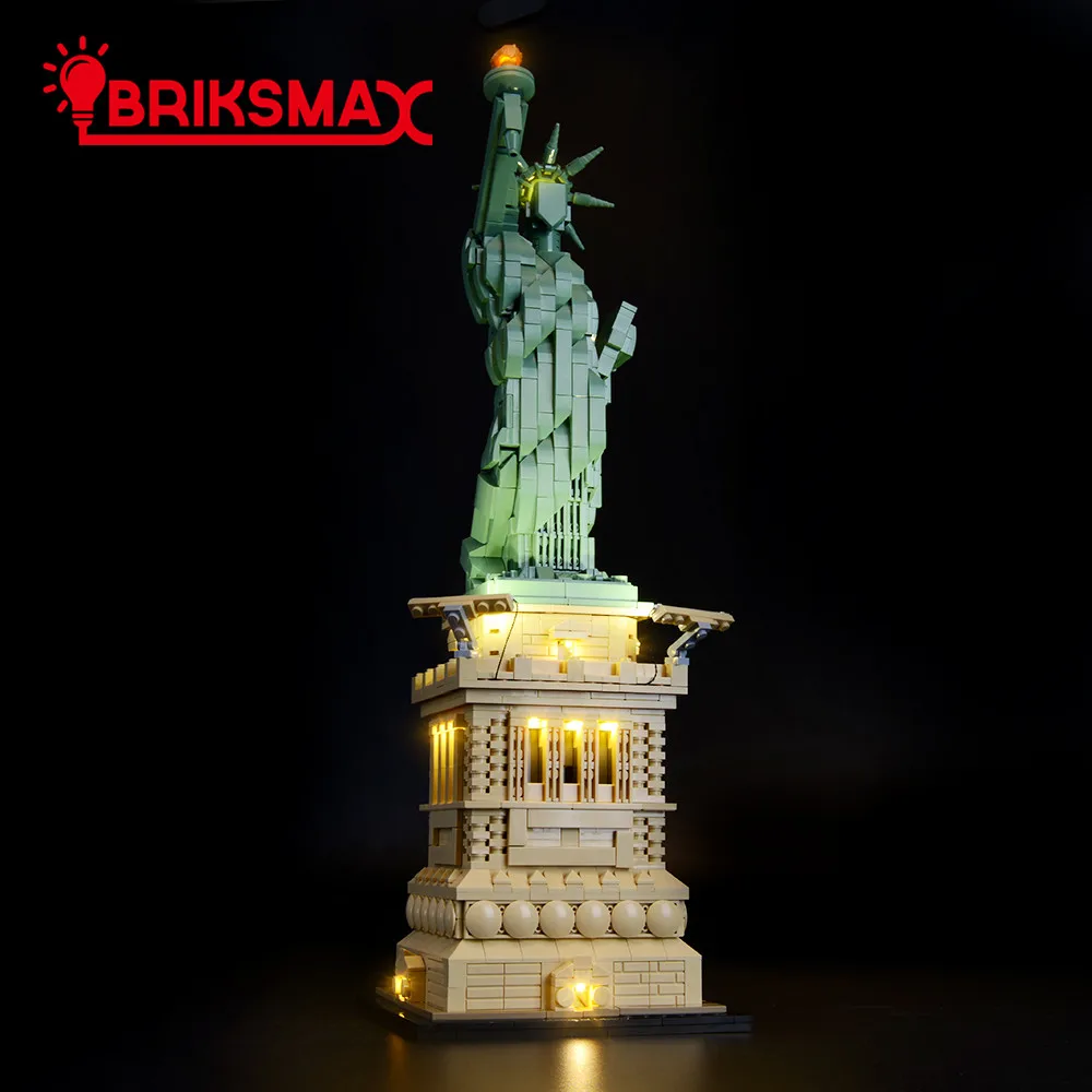 BriksMax Led Light Up Комплект для архитектурной статуи Свободы строительные блоки, совместимые с 21042 (не включая модель)