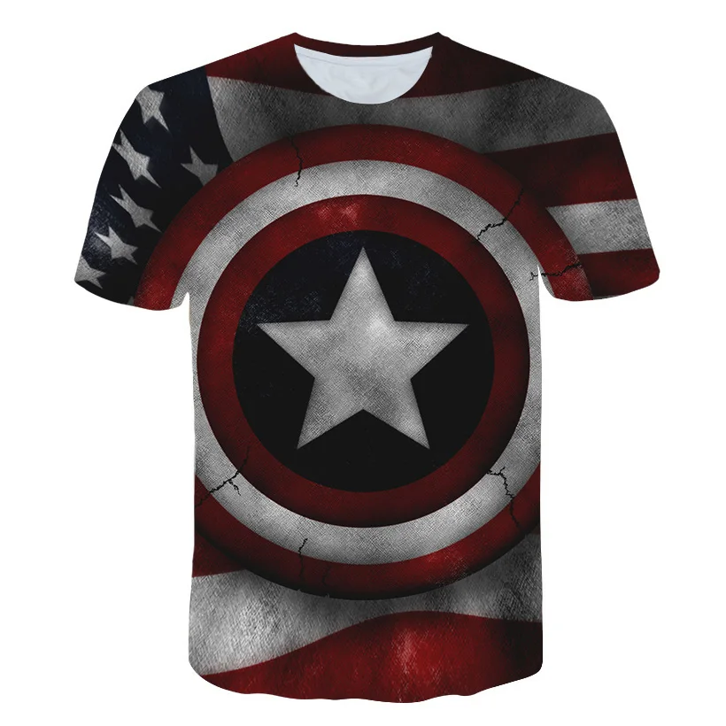

Top Quality Marvel Captain America T Shirts Summer Short Sleeve Cotton Captain America Superhero Men T-shirts Fashion Men Tops