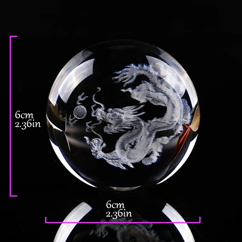 Стеклянный шар 3D лазерная гравировка кристалл дракона шар фэн шуй Глобус украшения дома аксессуары миниатюрные подарки