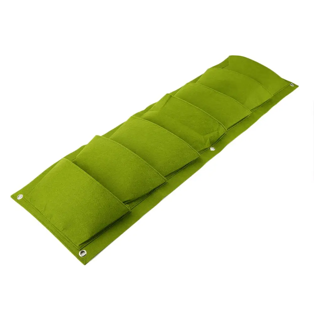 96*30cm Green Vertical Garden Planter Wall-mounted Planting Flower Grow Bag 7 Pocket Vegetable Living Garden Bag Home Supplies