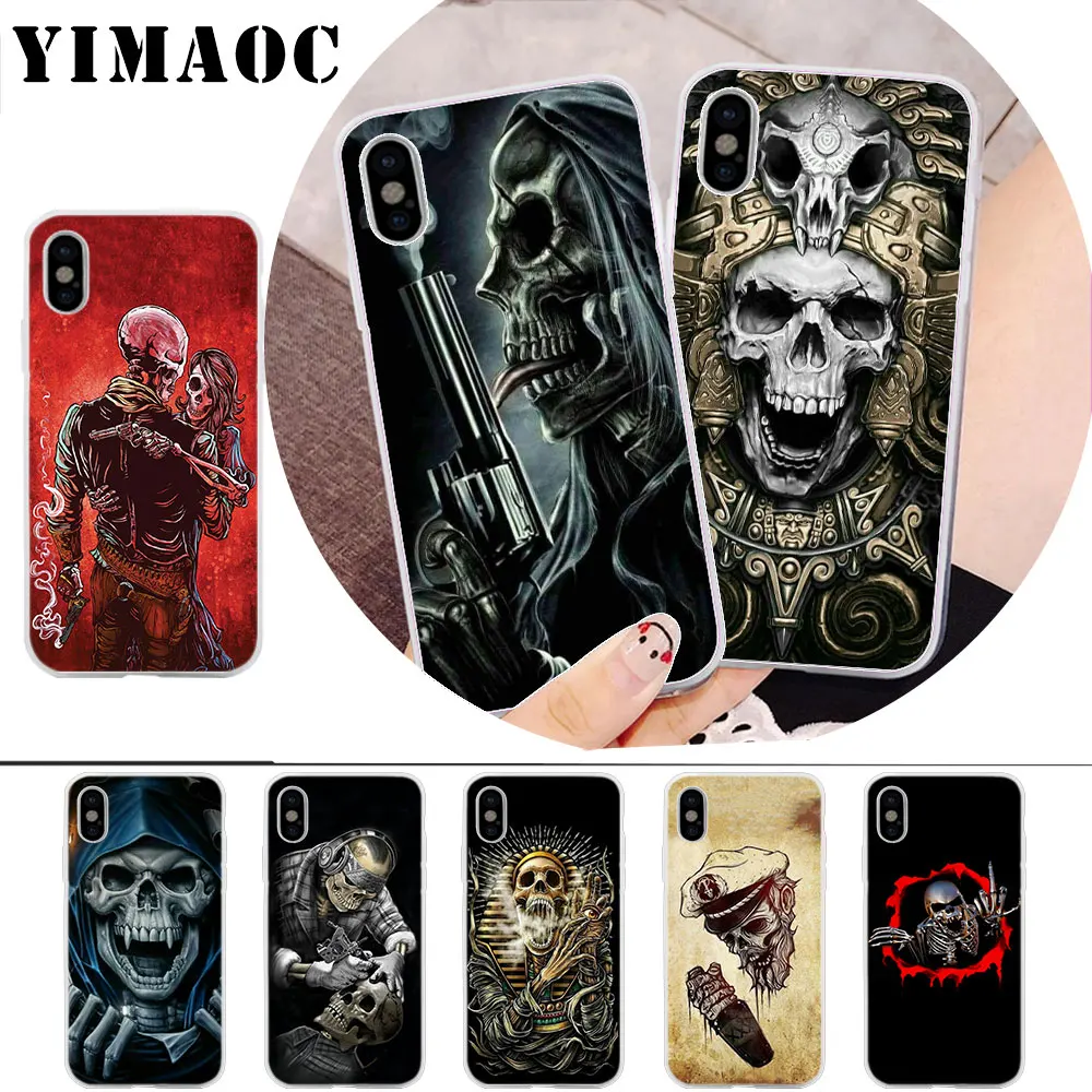 

YIMAOC Horror Skull Soft Silicone Case for iPhone X r s Xr Xs Max 8 7 6S 6 Plus 5 5s SE