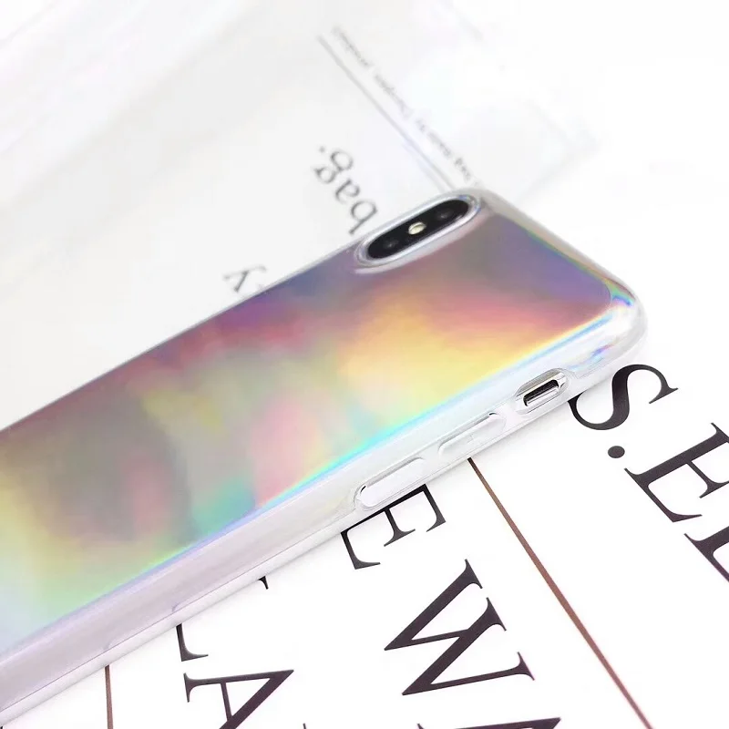 Чехол для iPhone 6 6S 7 8 Plus X Модный Лазерный ударопрочный чехол телефона с