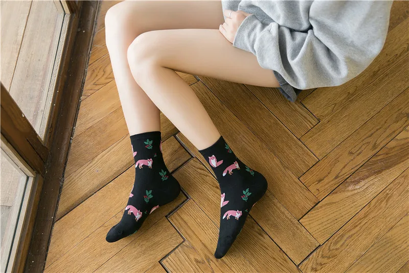 Милые жаккардовые/Растительные принты, художественные носки для женщин, корейские животные/Носки С КАКТУСОМ, забавные носки Kawaii Sokken Calcetines