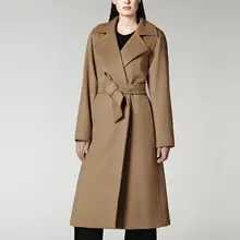 Новинка, осенне-зимнее длинное шерстяное пальто, женская куртка, свободный пояс, Casacos Femininos