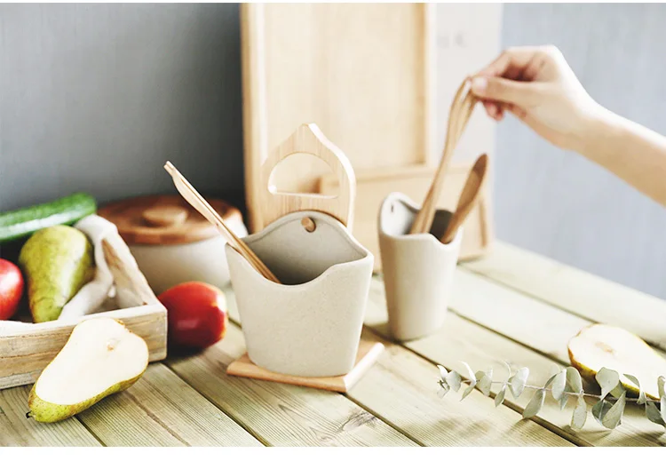 Японский стиль керамический контейнер для палочек для еды 2 шт. бамбуковый Держатель Подвесной для хранения утвари коробка креативный устойчивый к плесени кухонный Органайзер