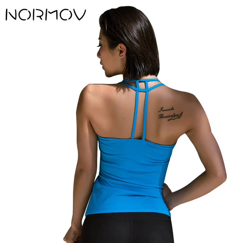 

NORMOV Fitness Clothing Solid Top Tank Womens Workout Running Yoga Top Female Sleeveless Backless T-Shirt Sportswear 6 Color