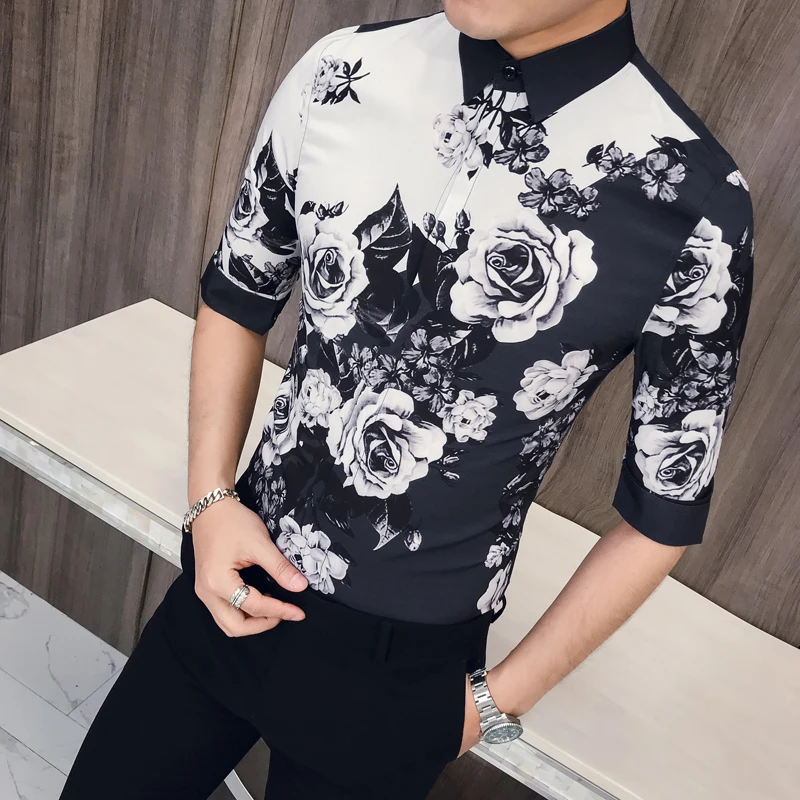 Модные 2019 Для мужчин рубашка летние платья с короткими рукавами блуза цифровым