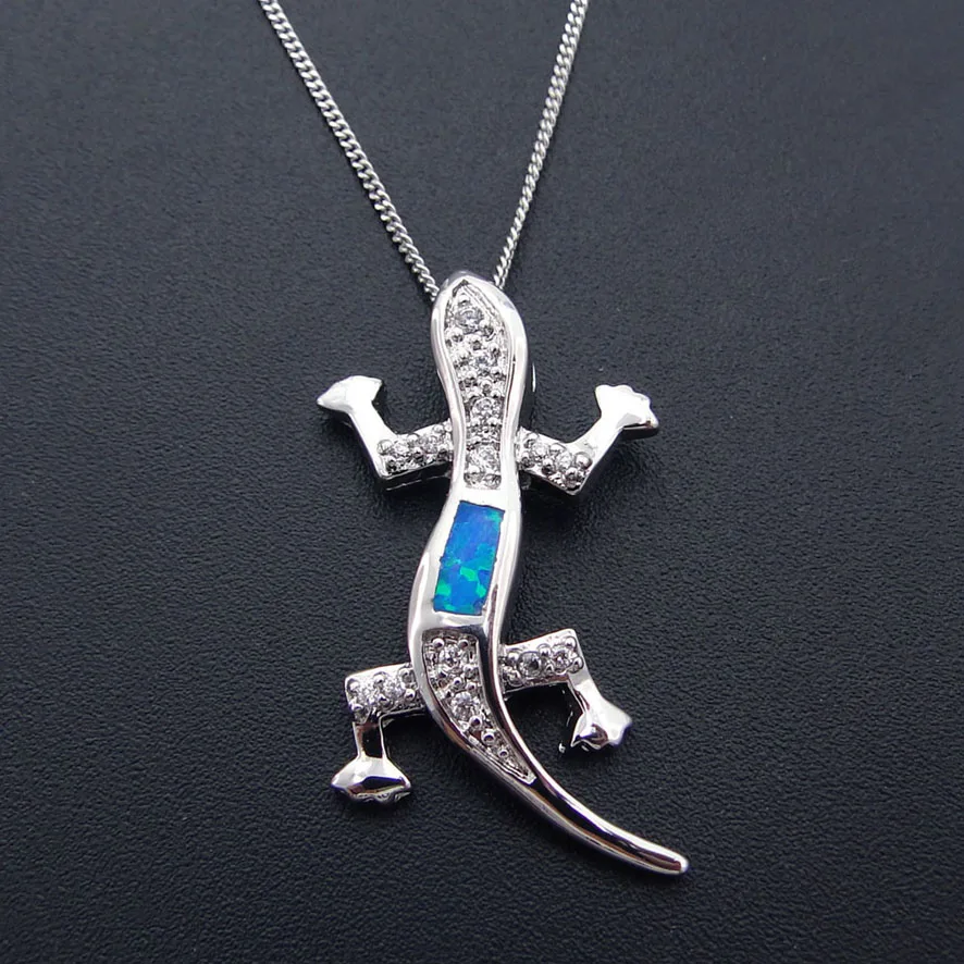 2016 Новая Мода Опал Ювелирные Женщины Gecko Ожерелье Подарок Белое Золото