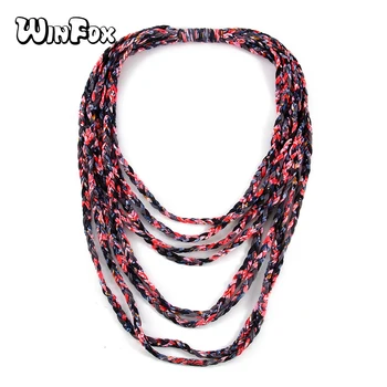 

Winfox Luxury Designers Red Navy Rope Weaving Womens Infinity Loop Scarves Neck Scarf Women Female Necklaces Snood