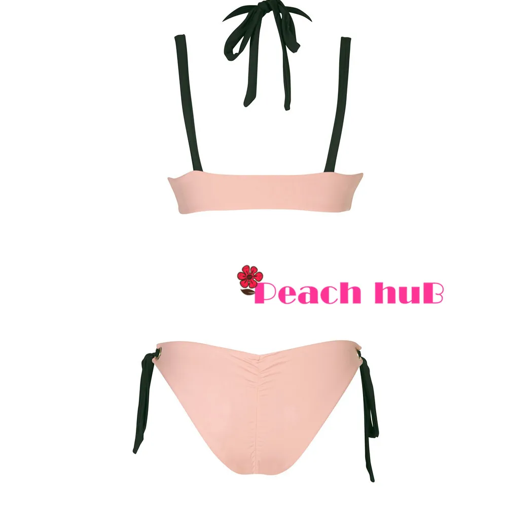 Bikinis Female 2019 Whole Swimsuit Black Women Swimwear Bikini Bandea Bralette Push Up Tankini Swimsuits Women Light Pink (1)