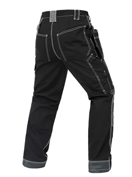 Work Pants Cotton Polyester Workwear Pants Working Trousers Men Safety Working Cargo Pants With Multi-pockets For Tool B128 - Цвет: balck