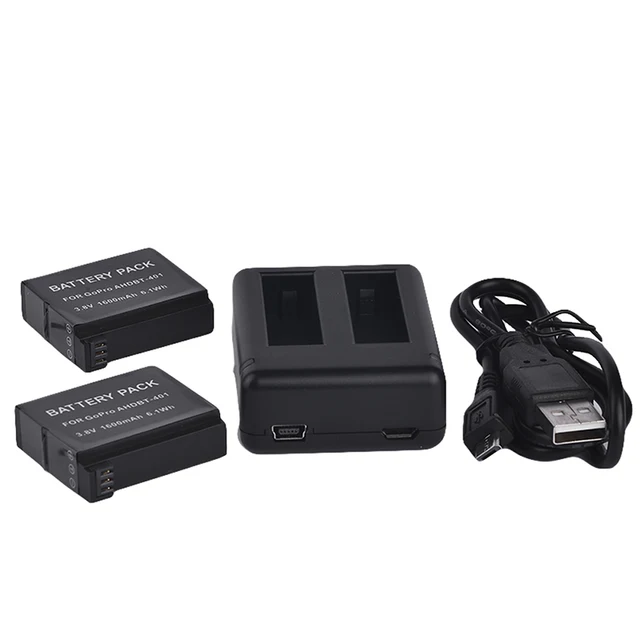 2 pcs for gopro hero 4 ahdbt 401 3 7v 1600mah lithium batteries with go pro hero 4 silver