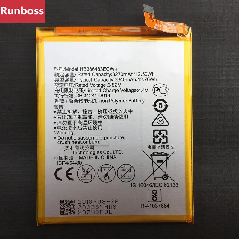 

New Original 3340mAh HB386483ECW+ Battery For Huawei Nova Plus MLA-L01 MLA-L02 MLA-L03 Mobile Phone Batteries