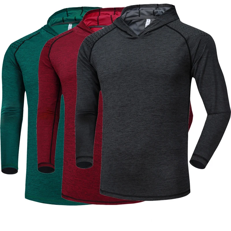 WOSAWE Men Running Hoodie Shirts Fitness Sweatshirt Quick-dry Gyms Clothing Long-sleeve Training T-Shirt Sports Shirts