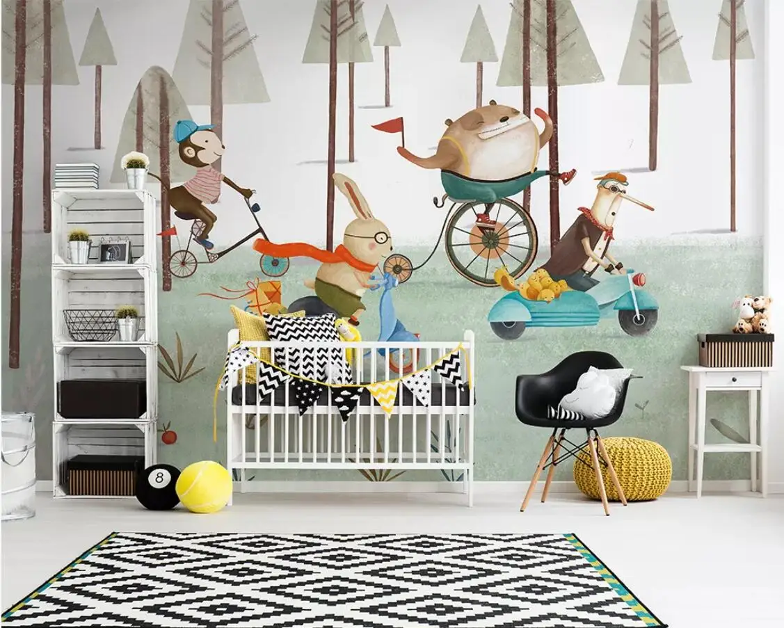 

Nordic Children's Wallpaper Wall Mural 3D Tapeta Dziecieca Custom Carton Photo Wall Papers Roll Waterproof Contact Paper