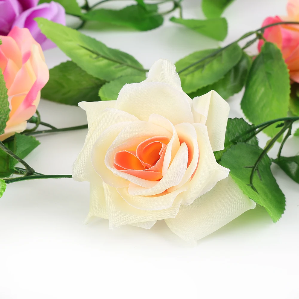 240 см Шелковая Роза цветок лоза Свадебные украшения DIY Висячие Искусственные листья украшения для домашнего праздника Моделирование поддельные розы дропшиппинг