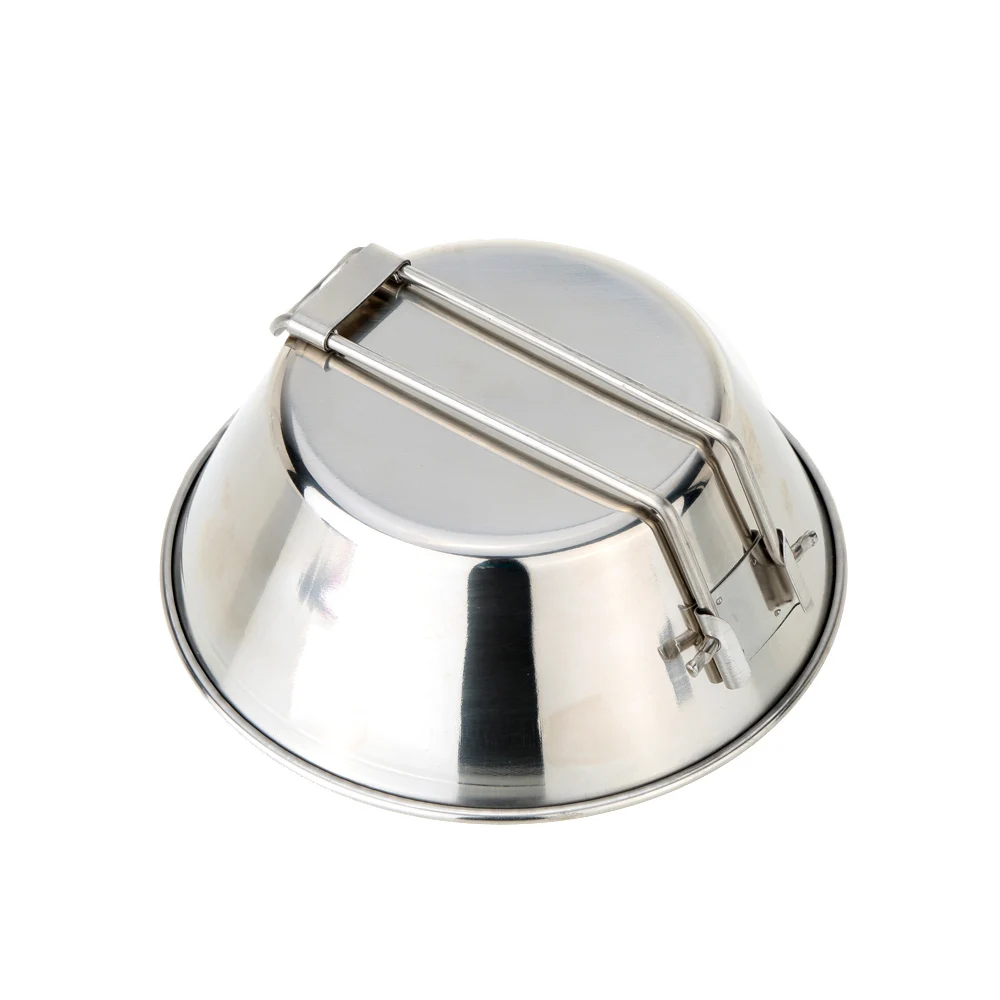 Нержавеющая сталь чаша со складной ручкой Кемпинг посуда Портативный посуда чаша