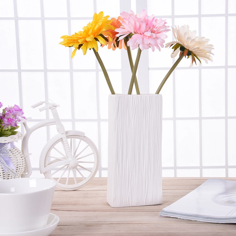 AUGKUN короткая Современная фарфоровая декоративная ваза, европейская керамическая белая керамическая художественная ваза для цветов, декоративная ваза для украшения дома