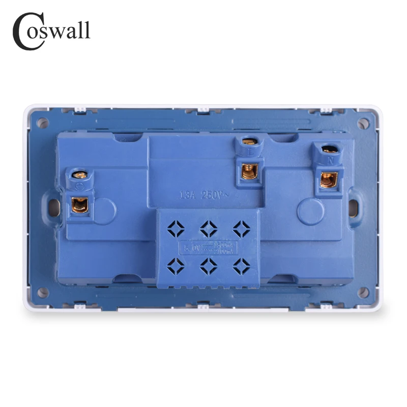 Coswall настенная розетка питания двойная универсальная 5 отверстий переключаемая розетка 2.1A двойной usb-порт для зарядки светодиодный индикатор 146 мм* 86 мм