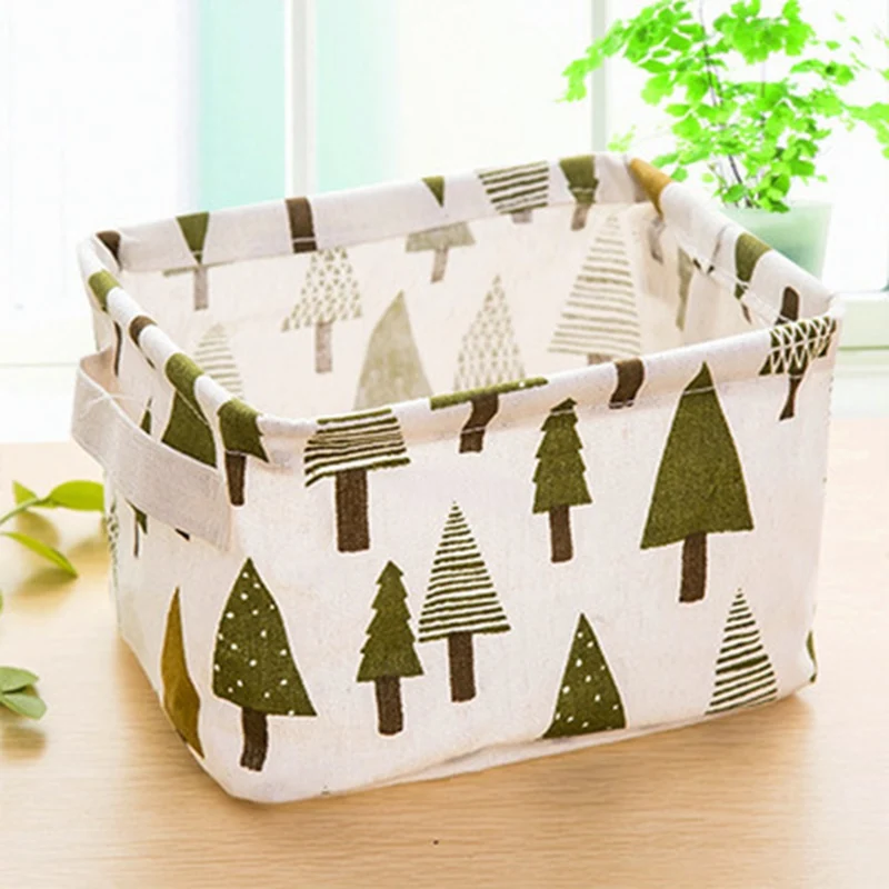 

Brand Storage Basket Cute Linen Desk Storage Box Holder Jewelry Stationery Office Organizer Case Organizer For Cosmetics