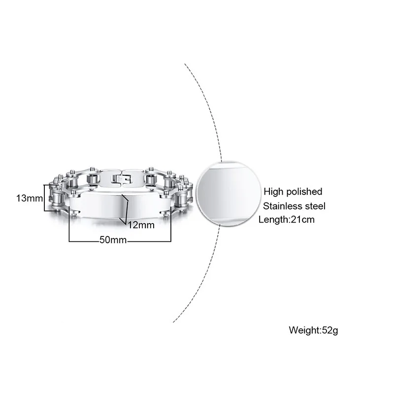 Vnox мужской ID браслет гравировка имя слова Дата любовь логотип информация стильный нержавеющая сталь байкер звено цепи браслеты