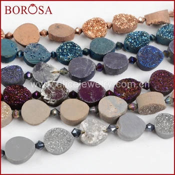 

BOROSA 14x12mm Handcrafted Teardrop Rainbow Natural Crystal Titanium Druzy Loose Bead for Jewelry Making Free Shipping LS010