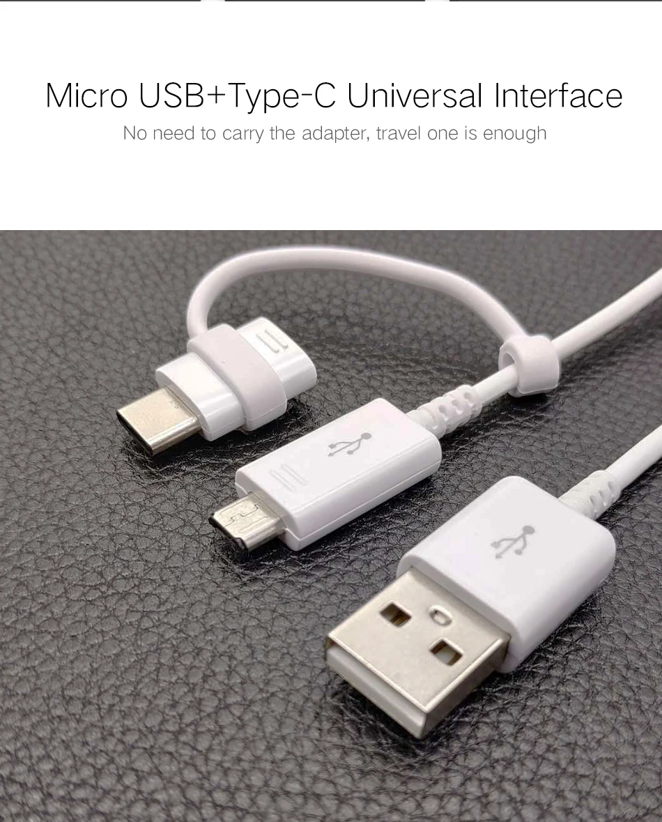 2Samsung S9 S9 plus Original Quick Charger Charge Type C Cable Micro Usb Cabel for Samsung 2 in 1 USB Type C Cabel Fast Charger