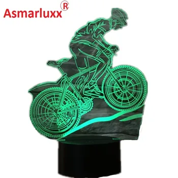 

USB 3D LED Lamp Mountain Bike Athlete Sport Lover 3D Night Lights 7 Colors Lamp as Home Decoration or Birthday Gift for Friends