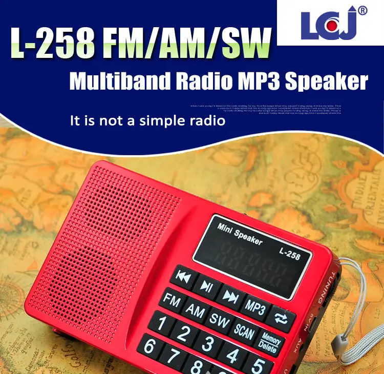 L-258 мульти полный диапазон fm am радио mw и sw приемник, MP3-плеер с tf карты и USB флэш-накопитель, может сохранить и удалить радиоканал