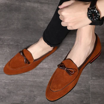 

Spring Men's Tassel Suede Loafers 2020 Italian Style Scrub Leather Slip-On Casual Men Shoes Gentleman Fashion Designer Shoes