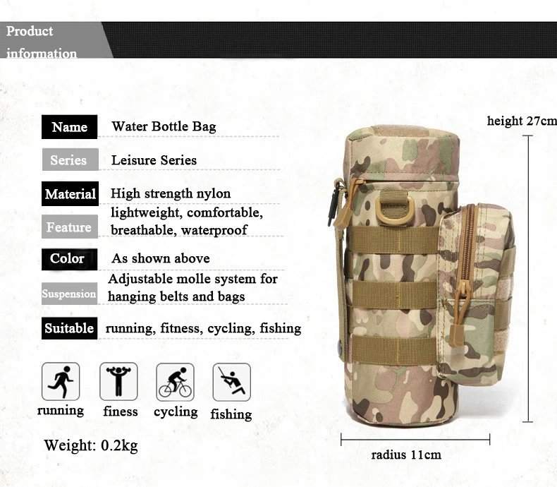 Открытый тактический Molle Сумка для воды прочный Wargame охотничий походный чайник сумка для походов Велоспорт Поясная бутылка для воды сумка