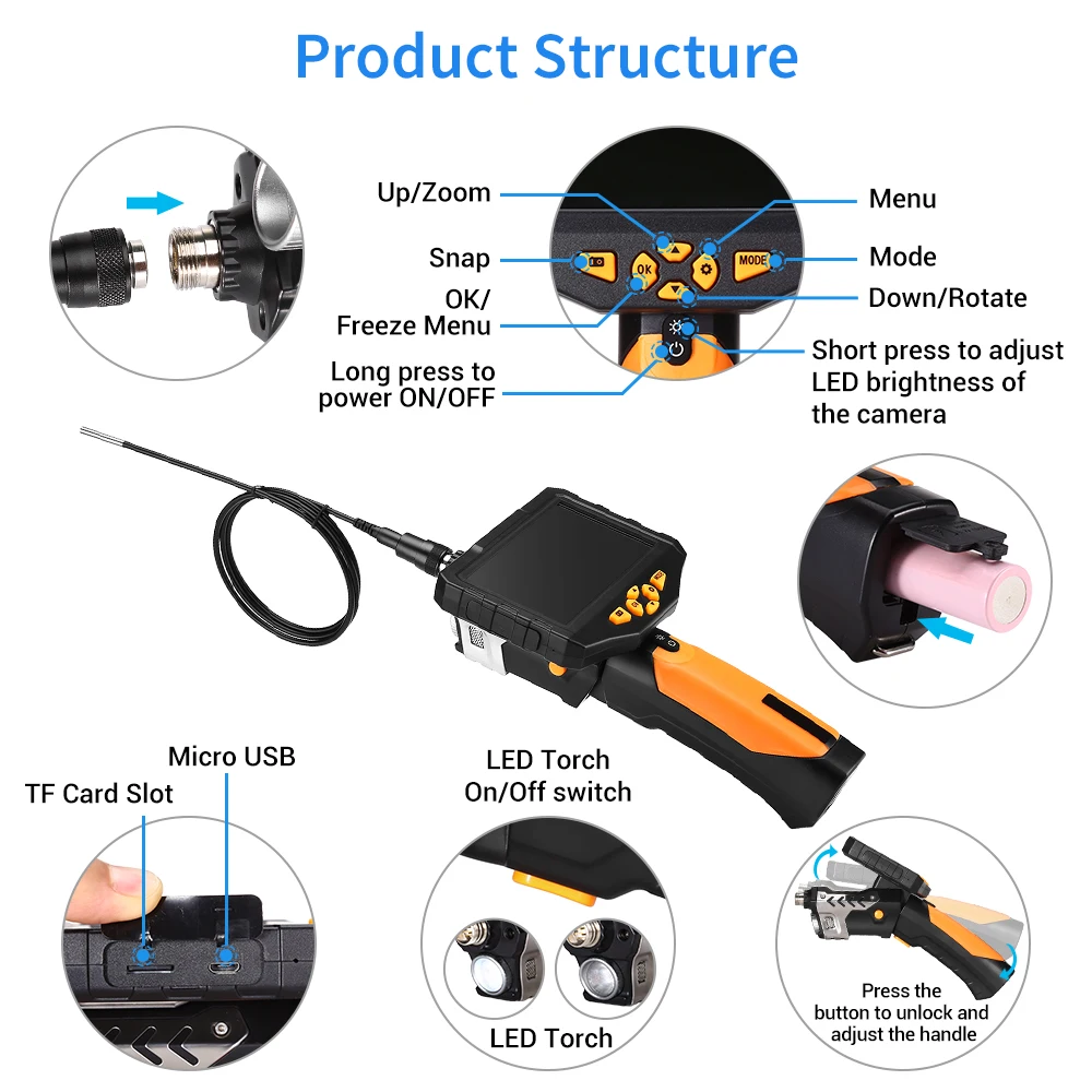 NTS300 Dia 3,9 мм Инспекционная камера 4,3 ЖК-монитор эндоскоп бороскоп проверить продукт