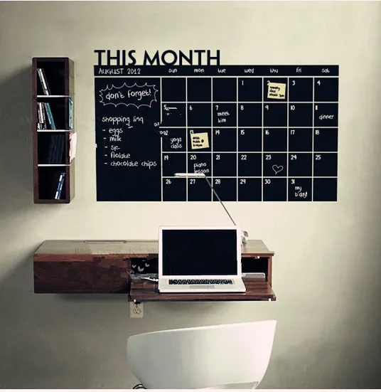 

Diy Monthly chalkboard calendar Vinyl Wall Decal Removable Planner mural wallpaper vinyl Wall Stickers 64*100CM Free shipping