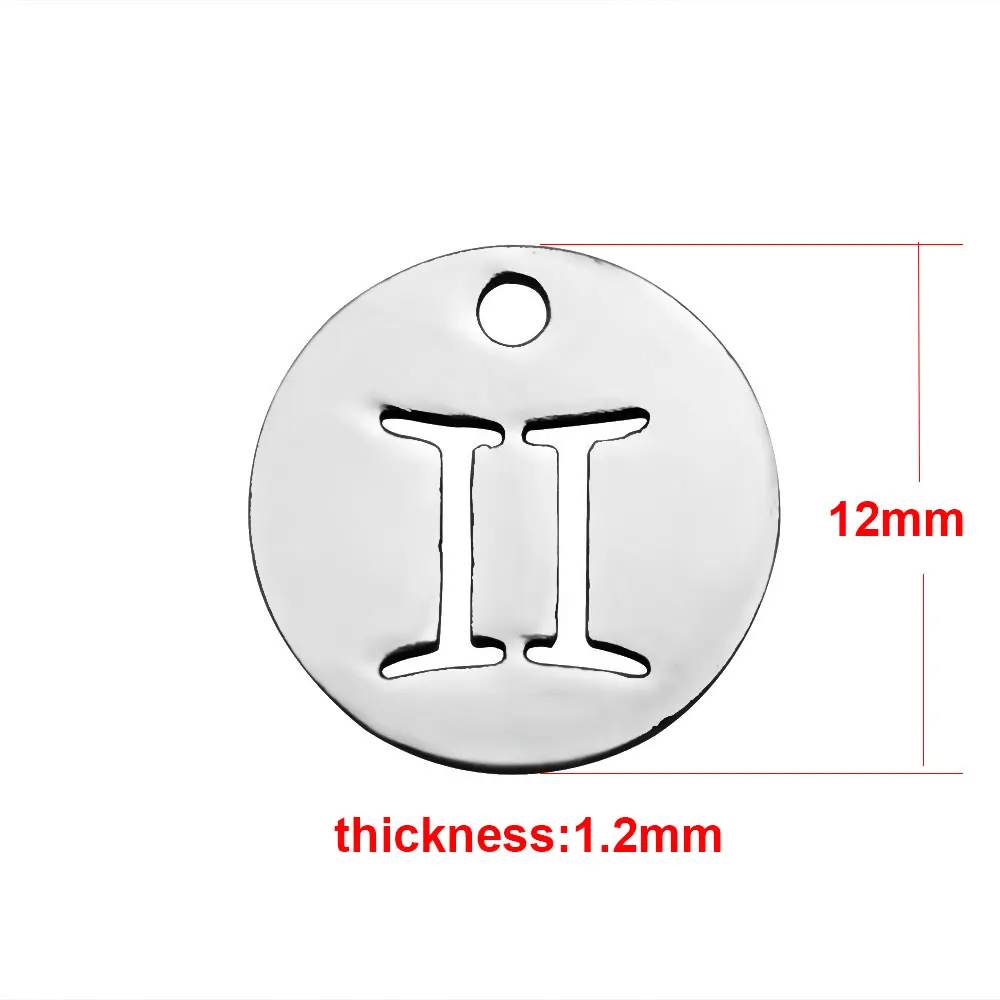 Fnixtar никогда не выцветает 12 мм круглый диск целые 12 кулоны со знаками Зодиака DIY 12 Созвездие Подвески для изготовления ювелирных изделий 12 шт./лот