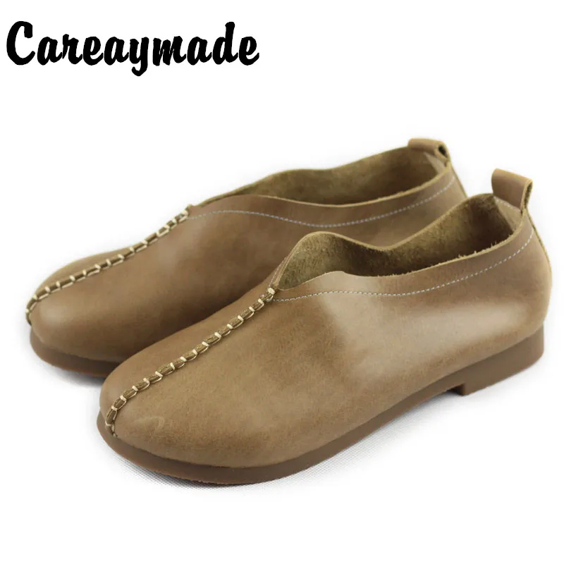 

Careaymade-New Head layer cowhide pure handmade Set foot leisure shoes,women the retro art mori girl Soft bottom shoes,2 colors