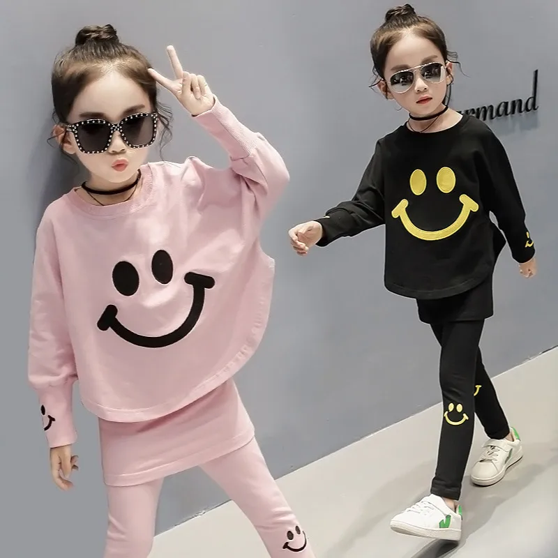 2019 Spring Autumn Korean Girls Fashion Smiling Face Clothes Suit