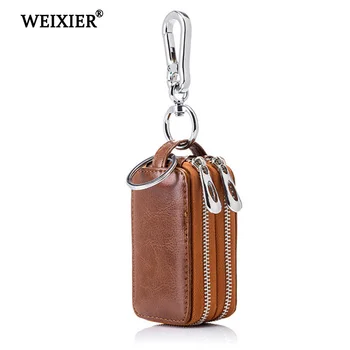 

New Shopping Pure Color Genuine Leather Retro Portable Multi-Function Men's Convenient Large-Capacity Key Package